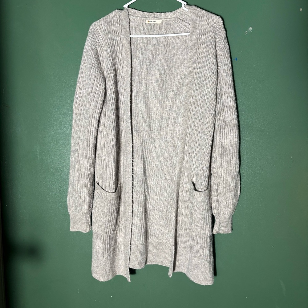 Marine Layer Women’s Large Knit Gray Cabin Cardigan Sweater